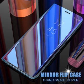 Mirror Smart Case For OPPO F9 F7 F5 A83 A71 Find X R17 Pro Case Flip Stand Clear Mirror View Smart Leather Cover