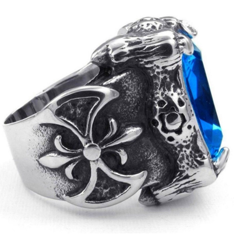 ภาพสินค้าเครื่องประดับ แหวนผู้ชาย รูปกรงเล็บมังกร สีฟ้า ประดับเพทาย สําหรับรถจักรยานยนต์ จากร้าน shenglong1s.th บน Shopee ภาพที่ 2