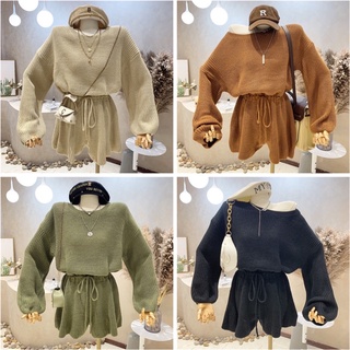 เสื้อไหมพรม ชุดเซ็ท เนื้อผ้าดี สินค้าตรงปก สไตล์มินิมอล ขนาดฟรีไซส์ สินค้าพร้อมส่ง