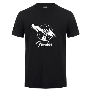 【cotton Tshirts👕】แฟชั่น เสื้อยืด พิมพ์ลาย เสื้อยืดแขนสั้นพิมพ์ลาย Fender Guitar สําหรับผู้ชาย