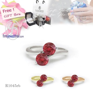 Finejewelthai-แหวนทับทิม-ทับทิม-แหวนเงินแท้-แหวนพลอย-พลอยประจำเดือนเกิด-Ruby-Silver-Ring-R1045rb (เลือกสีตัวเรือนได้)