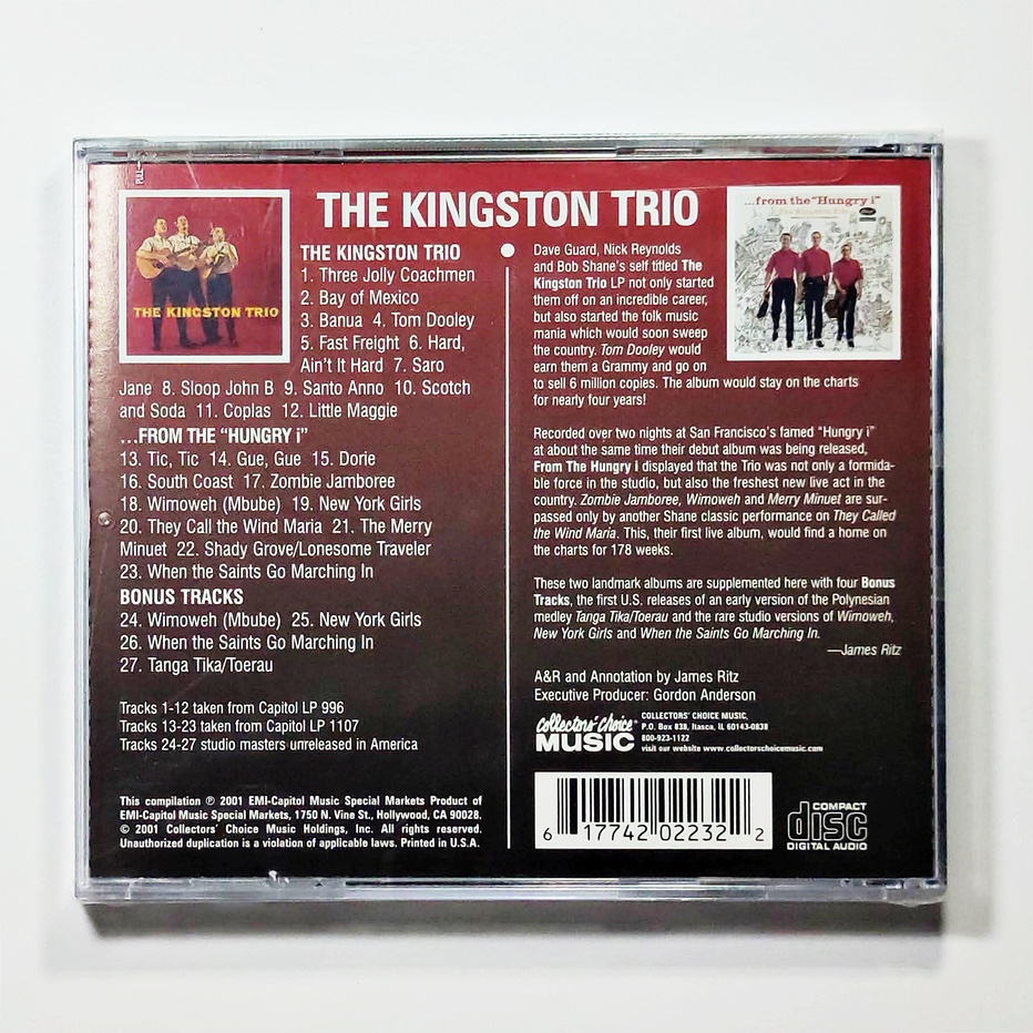 cd-เพลง-the-kingston-trio-two-classic-albums-kingston-trio-from-the-hungry-i-ccm-223-แผ่นใหม่