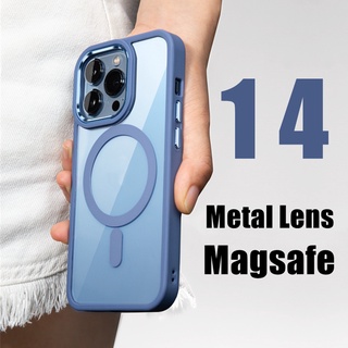 เคสโทรศัพท์มือถือแบบแข็ง ใส กันกระแทก ป้องกันเลนส์แม่เหล็ก สําหรับ iPhone 13 14 Pro MAX