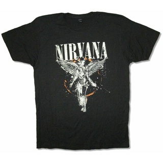 คอลูกเรือเสื้อยืดคอกลมขายดี เสื้อยืดลําลอง แขนสั้น พิมพ์ลายอัลบั้ม Nirvana Galaxy In Utero สีดํา OFabbp78JMnlgd55ผ้าฝ้าย