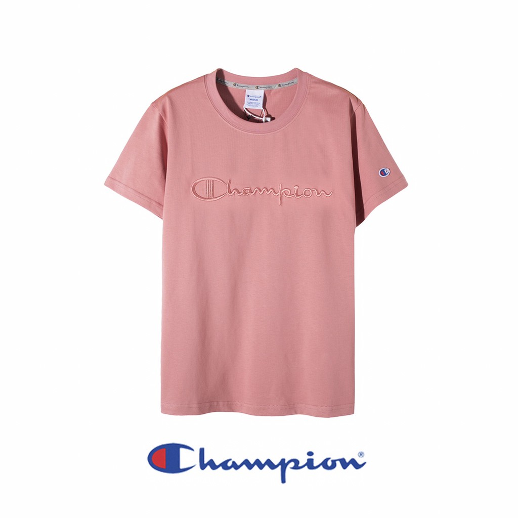 ของแท้-champion-งานปัก-คอกลม-เสื้อยืด-คอตโต้-100