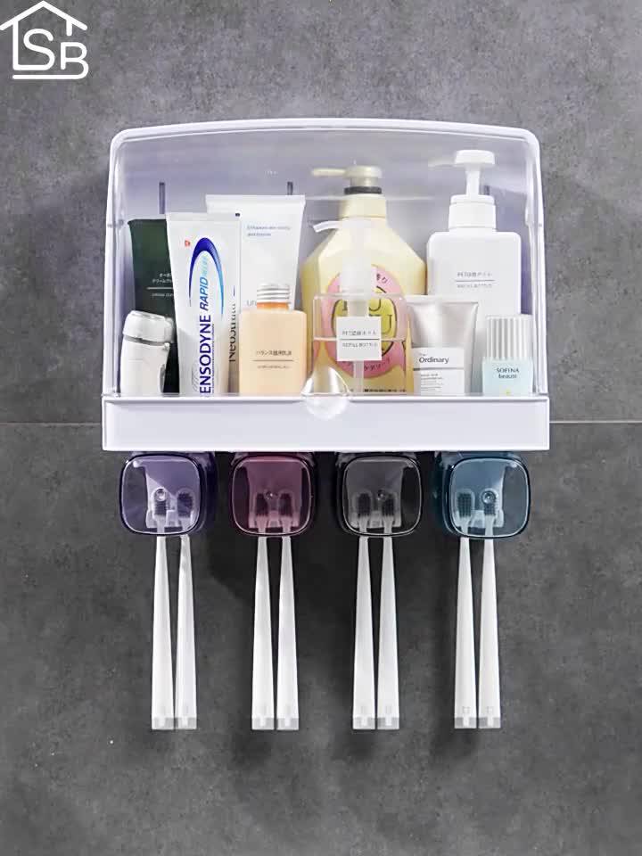 ชั้นวางของ-ที่เก็บแปรงสีฟัน-แบบดูดติดผนัง-ชั้นวางของในห้องน้ำ