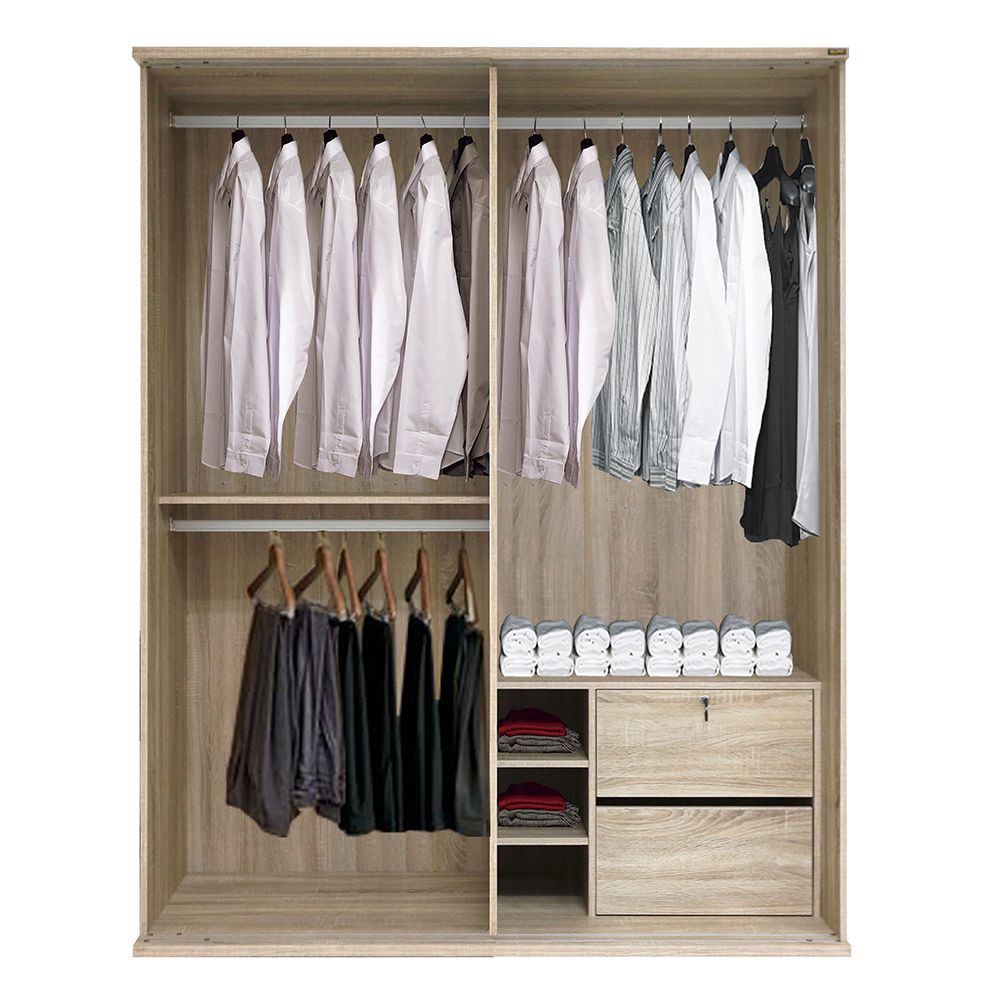 ตู้เสื้อผ้าบานเลื่อน-buro-ample-wse-160-สีโซลิดโอ๊ค-ตู้เสื้อผ้าบานเลื่อน-จากแบรนด์-buro-โครงสร้างผลิตจากไม้ปาร์ติเคิลบอร