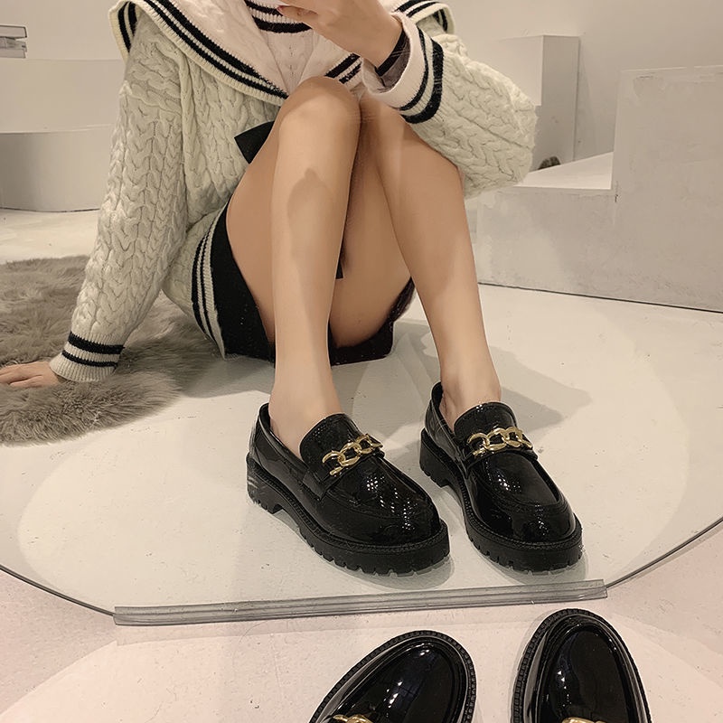 020323-hot-sale-รองเท้าหนังขนาดเล็กผู้หญิงสไตล์อังกฤษใหม่ทั้งหมดตรงกับรองเท้าส้นสูงรองเท้าไม่มีส้นสีดำ
