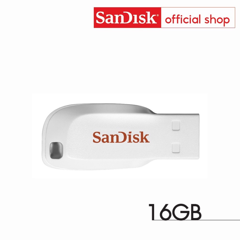 ราคาและรีวิวSanDisk CRUZER BLADE USB 2.0 (SDCZ50C_016G_B35W) แฟลชไดร์ฟ 16GB white