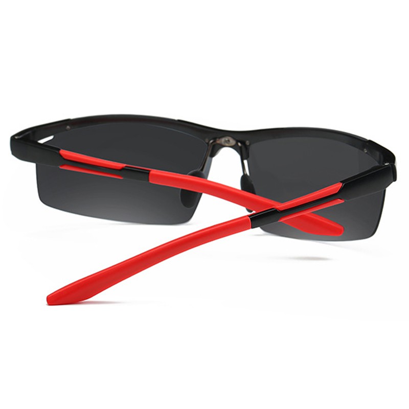 polarized-แว่นกันแดด-แฟชั่น-รุ่น-uv-8127-สีดำขาแดงเลนส์ดำ-แว่นตา-ทรงสปอร์ต-วัสดุ-stainless-เลนส์โพลาไรซ์-ขาสปริง