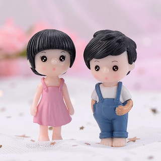 【AG】2Pcs/Set Resin Boy Girl Couple Model Figurine DIY Miniature Landscape Accessory