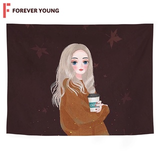 TForever Young-ผ้าแขวนผนัง ผ้าแต่งห้อง ลายผู้หญิง สไตล์มินิมอล แต่งห้องมินิมอล น่ารักๆ รุ่น TN-3980 พร้อมส่งจากไทย