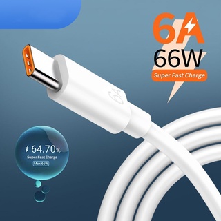 6a 66w USB Type C สายเคเบิล สําหรับ Huawei P30 P40 Xiaomi mi 11 redmi โทรศัพท์มือถือ ชาร์จเร็ว สายเคเบิล USB C Type-C สายชาร์จ