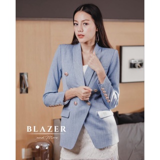 Blazer and more เสื้อสูทผู้หญิง เบลเซอร์แอนด์มอร์ รุ่นเอเลแกนซ์ สีฟ้า ทรงเข้ารูป กระดุมทอง