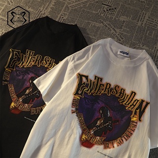 2022 เสื้อยืดแขนสั้นทรงหลวมใหม่     406# การพิมพ์มือกีตาร์ Dark Soul   เสื้อยืดเก๋ๆ ใส่ได้ทั้งชายและหญิง