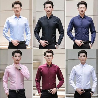 เสื้อเชิ้ต แขนยาว ทรงสลิม สไตล์เกาหลี สำหรับผู้ชาย ไซซ์ S-5XL