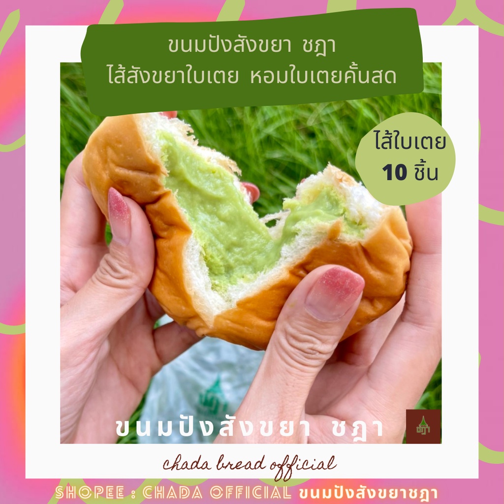 ภาพสินค้าขนมปังสังขยา ชฎา ไส้สังขยาใบเตย  กล่อง 10 ชิ้น  Chada Bread Official  Pandan Coconut Custard Bun จากร้าน ranon1234 บน Shopee ภาพที่ 2