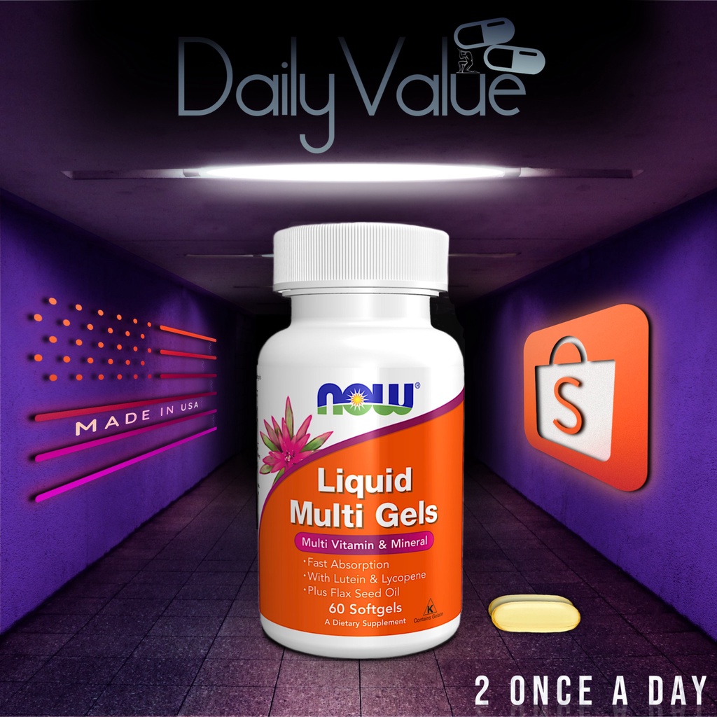 วิตามินรวมชนิดน้ำ / Liquid Multivitamin Gels 60 / 180 Softgels by NOW