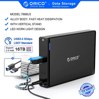 ภาพขนาดย่อของภาพหน้าปกสินค้าORICO Aluminum Hard Drive HDD Enclosure USB3.0/Type-C to SATA3.0 3.5 inch HDD Case Docking Station Support UASP 12V2A Power7688 จากร้าน orico.th บน Shopee