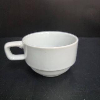 แก้วกาแฟสีขาว 9*6 ซม . ทำจากกระเบื้อง แก้วชงเนสกาแฟ แก้วกระเบื้อง สำหรับชงกาแฟ เข้าไมโครเวฟได้ เก็บซ้อนเป็นชั้นๆ ได้