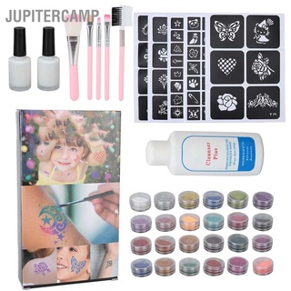 Jupitercamp ชุดแปรงสักชั่วคราว ลายฉลุ กลิตเตอร์ สําหรับแต่งคอสเพลย์ ร่างกาย ปาร์ตี้
