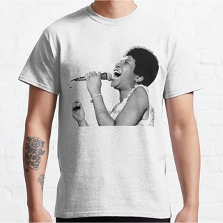 เสื้อยืดวงดนตรีเสื้อยืด พิมพ์ลาย The Legendary Aretha Franklin สําหรับผู้ชายall size