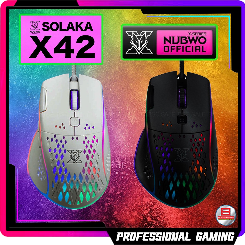 เมาส์เกมส์-nubwo-solaka-x42-macro-มีไฟ-rgb-ปรับ-dpi-ได้-ใช้งานง่าย-เหมาะสำหรับเล่นเกม-ของแท้