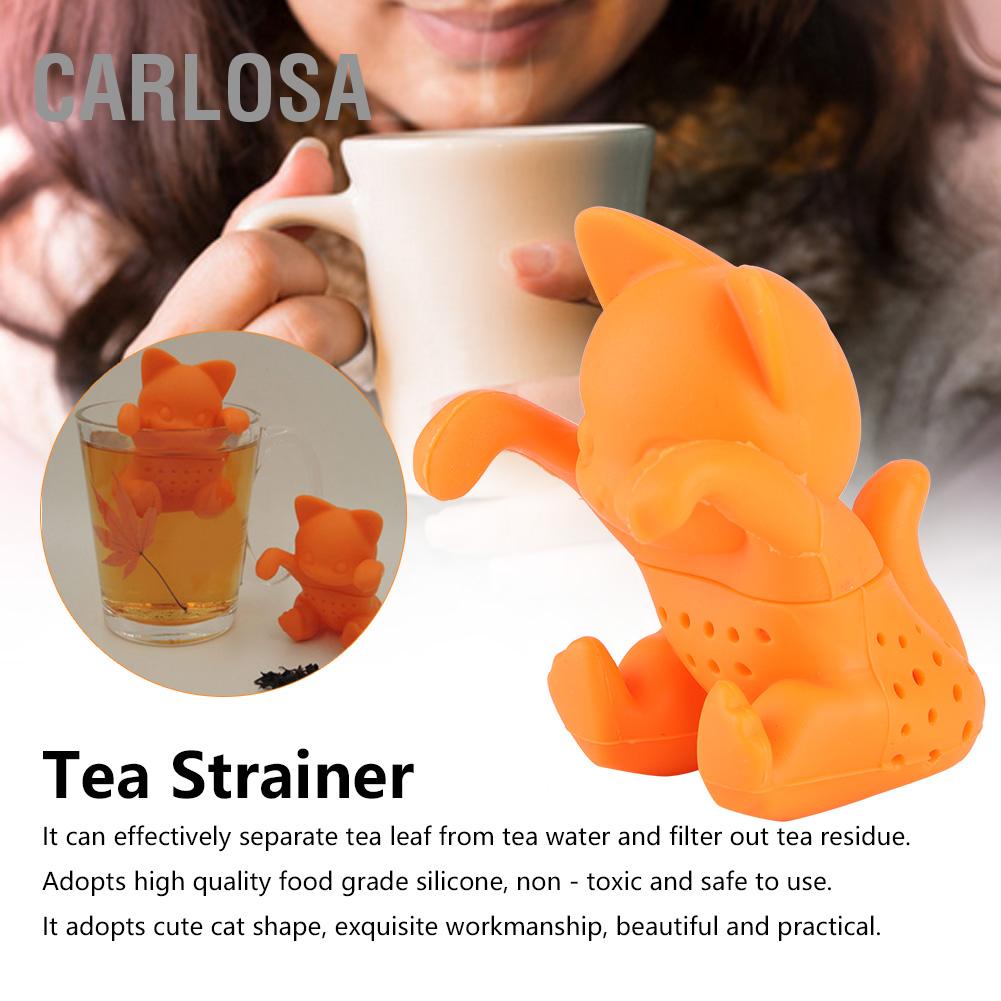 carlosa-ที่กรองชา-ที่กรองใบชา-ตาข่ายกรองชา-ซิลิโคน-รูปแมวน่ารัก-อุปกรณ์เสริม-อุปกรณ์สำหรับชงชา