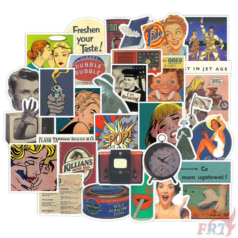 สติ๊กเกอร์ Retro Junk Journal Art Series 01 50 ชิ้น/เซ็ต DIY แฟชั่น ...
