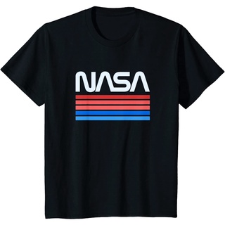 เสื้อยืดผ้าฝ้ายพรีเมี่ยม เสื้อยืด พิมพ์ลายโลโก้หนอน NASA 60s 70s 70s สไตล์วินเทจ แฟชั่นเรโทร