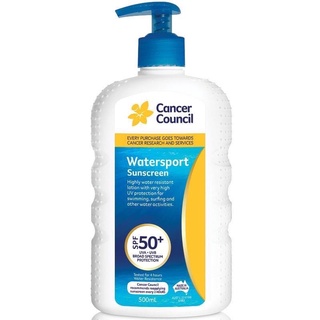พร้อมส่ง!! Cancer Council Watersport Sunscreen SPF50+ 500ml.(Exp.2024) สูตรใหม่!! กันแดดเพื่อกีฬาทางน้ำโดยเฉพาะ
