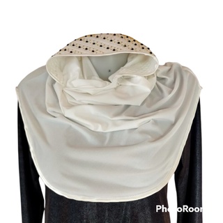 ภาพหน้าปกสินค้าผ้าคลุมฮิญาบสวมสำเร็จแบบหมุรหน้าฟองน้ำเย็บตารางปักคริสตัล ที่เกี่ยวข้อง