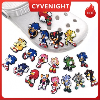 Cy-store ใหม่ ของตกแต่งรองเท้า PVC ลายการ์ตูนกราฟฟิตี้ Sonic Jibbitz สไตล์คลาสสิก DIY สําหรับ Crocs Clogs TikTok