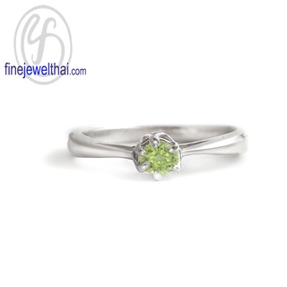 Finejewelthai-แหวนเพอริดอท-เพอริดอท-แหวนพลอย-แหวนเงินแท้-พลอยประจำเดือนเกิด-Peridot-Silver-Ring-Birthstone-R1376pd