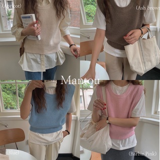 cpjgirlxx | Mantou vest kr knittop - 4col กั๊กคอกลมเกาหลีไหมพรมเนื้อหนา