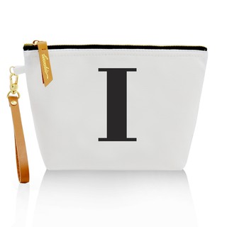 กระเป๋าผ้าลายอักษร ALPHABET CLUTCHES POUCH WHITE ”I”