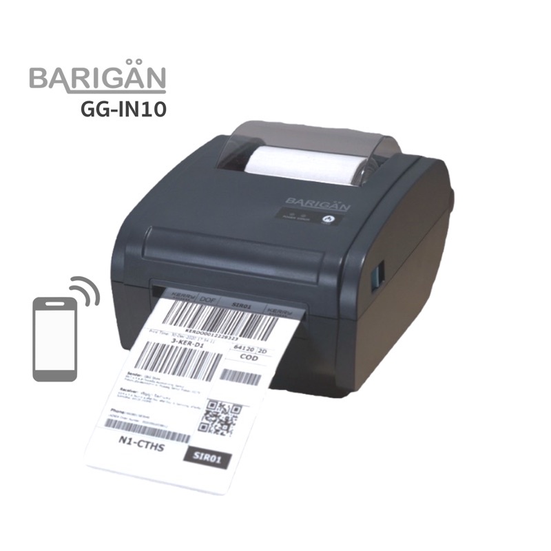 ภาพหน้าปกสินค้าBARIGAN รุ่น GG-IN10 เครื่องพิมพ์ฉลาก USB+Bluetooth ผ่านมือถือได้ Thermal printerใบปะหน้าพัสดุ ไม่ต้องใช้หมึก