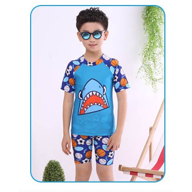 ชุดว่ายน้ำ-ชุดว่ายน้ำเด็ก-ชุดกีฬา-เสื้อผ้าเด็ก-ชุดเด็ก-ลายปลาฉลาม-ม้าน้ำ