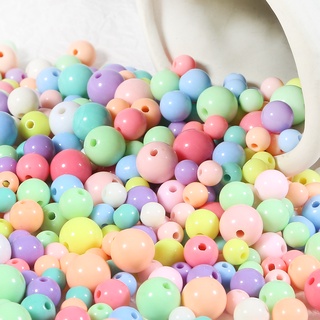 ลูกปัดอะคริลิค ทรงกลม ขนาด 4-12 มม. คละสี สําหรับทําเครื่องประดับ แฮนด์เมด DIY