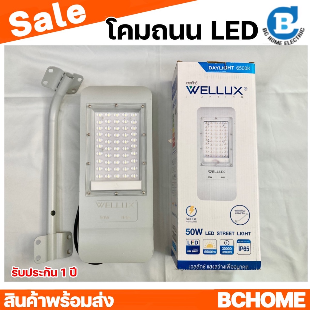 โคมไฟถนน-ฟรีขายึด-50w-100w-แสงขาว-led-street-light-wellux