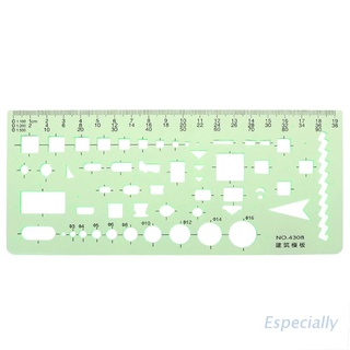 ESP Building Design Construction Drawing Stencil Template Ruler Clear Green Plastic
