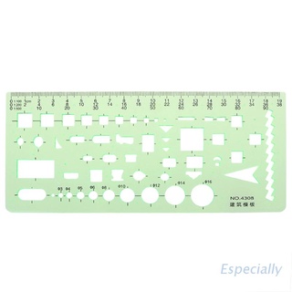 ESP Building Design Construction Drawing Stencil Template Ruler Clear Green Plastic