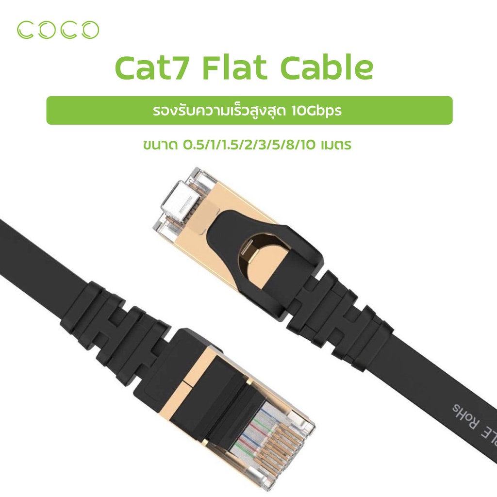 ภาพหน้าปกสินค้าสายแลน CAT7 สายแบน FLAT/FTP สายต่อเน็ต LAN Cable CAT 7 แบบแบน ขนาด 0.5m/1m/2m/3m/5m/8m/10m / COCO-PHONE จากร้าน coco.3ctech บน Shopee