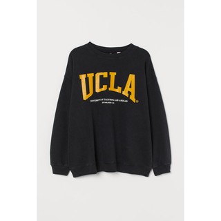 เสื้อกันหนาว คอกลม H&M hnm UCLA สีดํา ของแท้