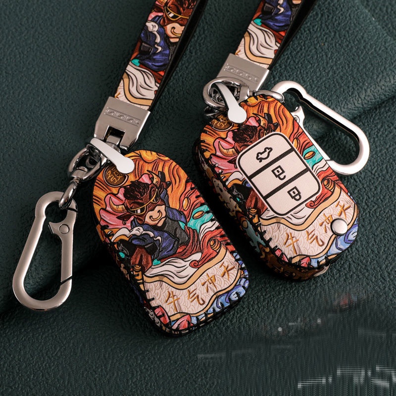 เคสกุญแจรถยนต์-honda-การออกแบบสไตล์จีน-เคสหนังใส่กุญแจรีโมทกันรอย-กระเป๋าใส่กุญแจรถยนต์-ปลอก-key-cover-ปลอกกุญแจ