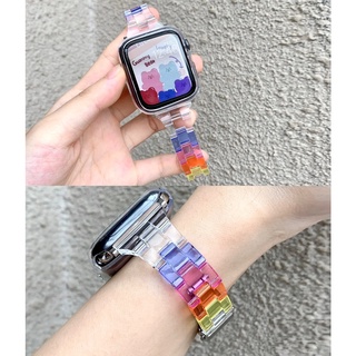 สินค้า สายนาฬิกา applewatch Plastic Clear Candy i watch strap Apple Watch series 7 6 se 5 4 3 2 1 Wrist band size 38mm~45mm Replacement watch band สาย applewatch series 7