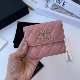 Chanel wallet โลโก้ใหญ่ ตัวใหม่ สีชมพูนู้ด Grade vip  อปก.Fullboxset