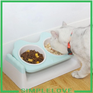 สินค้า [Simplelove] ชามใส่อาหารแบบสองหัวหมุนได้ 15 องศาสําหรับสัตว์เลี้ยงสุนัขแมว