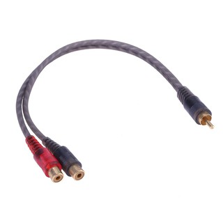 ★ 1 ชิ้น 30 ซม. 2 RCA Male to 1 RCA Female OFC Splitter Cable สำหรับระบบเสียง