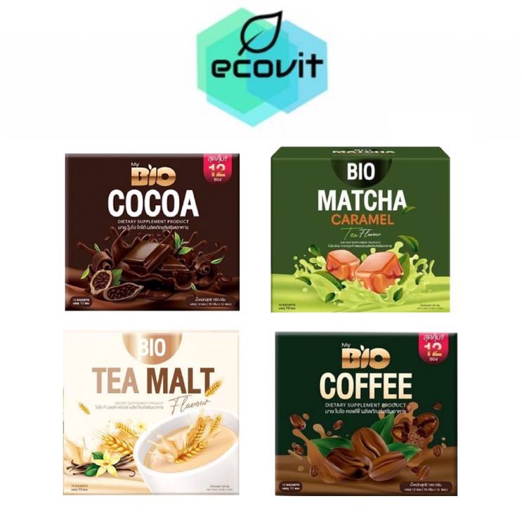 ภาพหน้าปกสินค้าBio Cocoa/ Matcha/Tea malt/ Coffee mix khunchan เเบร์นคุณจันทร์ 150g. จากร้าน ecovit บน Shopee